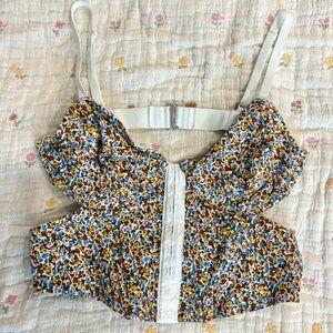 Floral Cropped Backless Corset Adjustable Tank Top